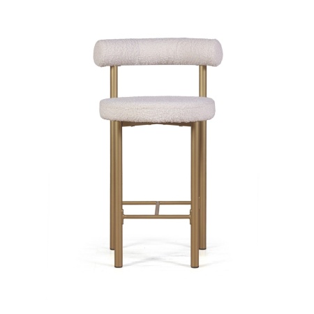 Стул полубарный Бигги, букле Turin ivory / опоры золото